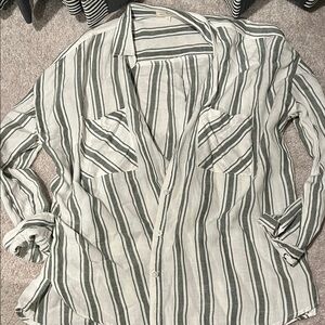 Thread & Supply Striped Button-Down Shirt - Black and White